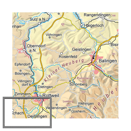 Die Baden-Württemberg Karte, plano