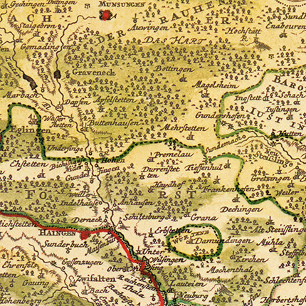 Karte des Herzogtums Württemberg