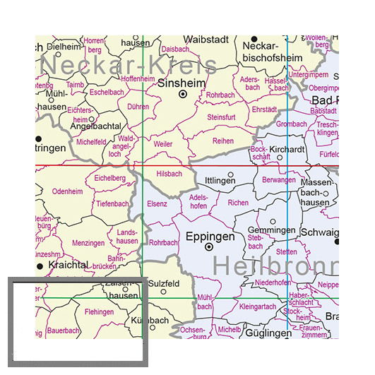 Gemarkungs&shy;übersichts&shy;karte 1:350&nbsp;000, plano