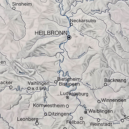 Reliefkarte Baden-Württemberg 1:1&nbsp;000&nbsp;000