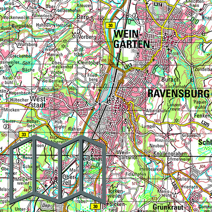 Topographische Karten 1:100 000, gefaltet