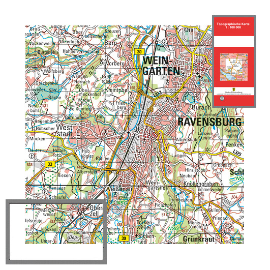 Topographische Karten 1:100&nbsp;000, plano