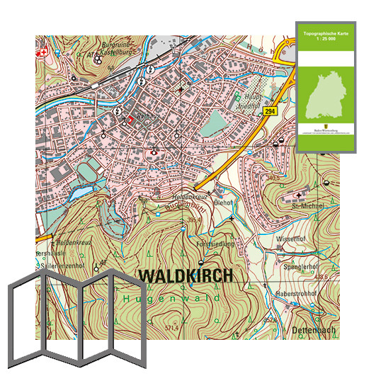 Topographische Karten 1:25&nbsp;000, gefaltet